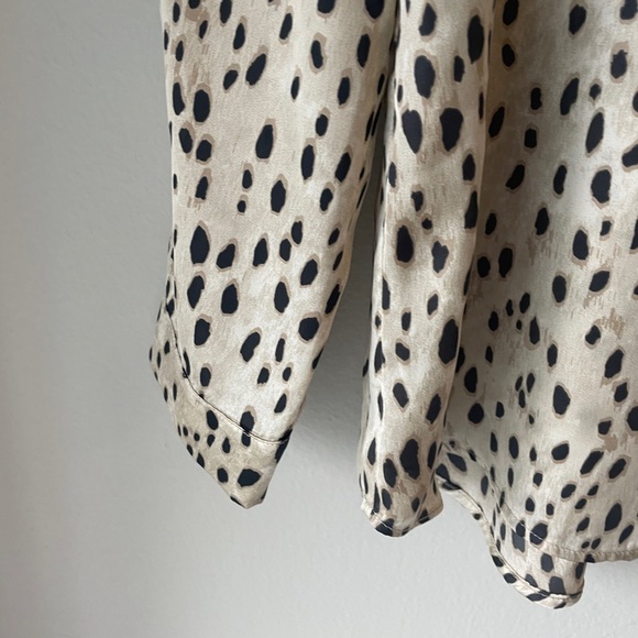 Zara Cheetah Print Silk Button Down Blouse - Picture 2 of 4